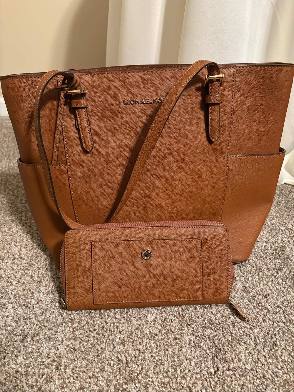 Michael Kors Tan Saffiano Tote with Matching Wallet